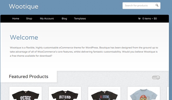Wootique có thiết kế khá đơn giản nhưng được hỗ trợ các tính năng tốt nhất của WooFramework