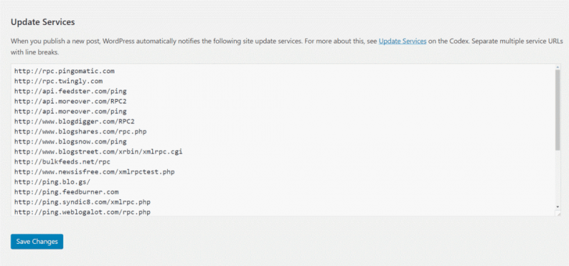 wordpress ping list