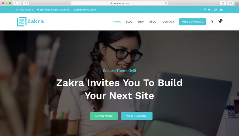 Zakra WordPress theme.