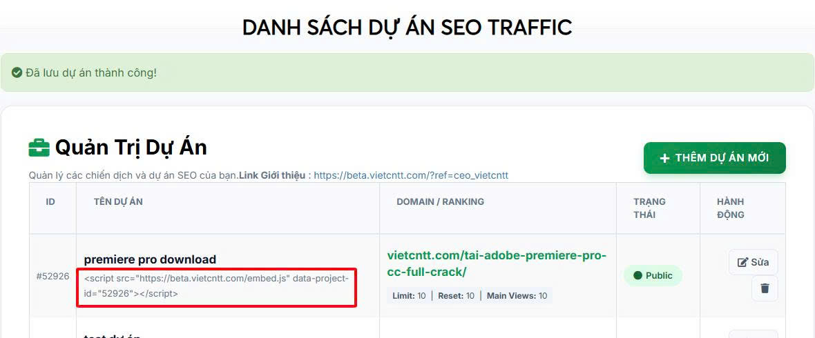 Danh sách dự án
