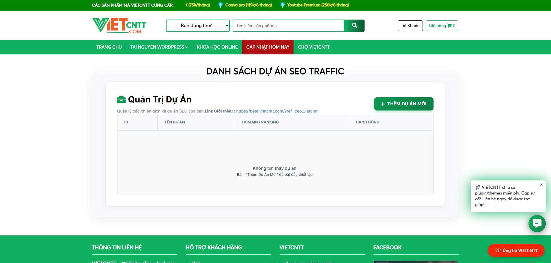 Giao diện sau khi đăng nhập