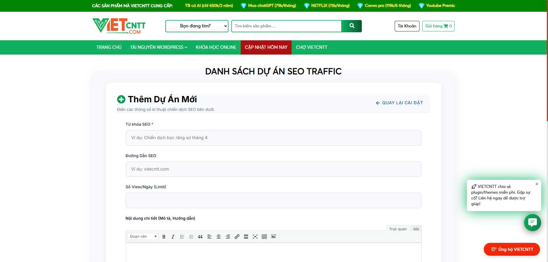 Thêm dự án mới